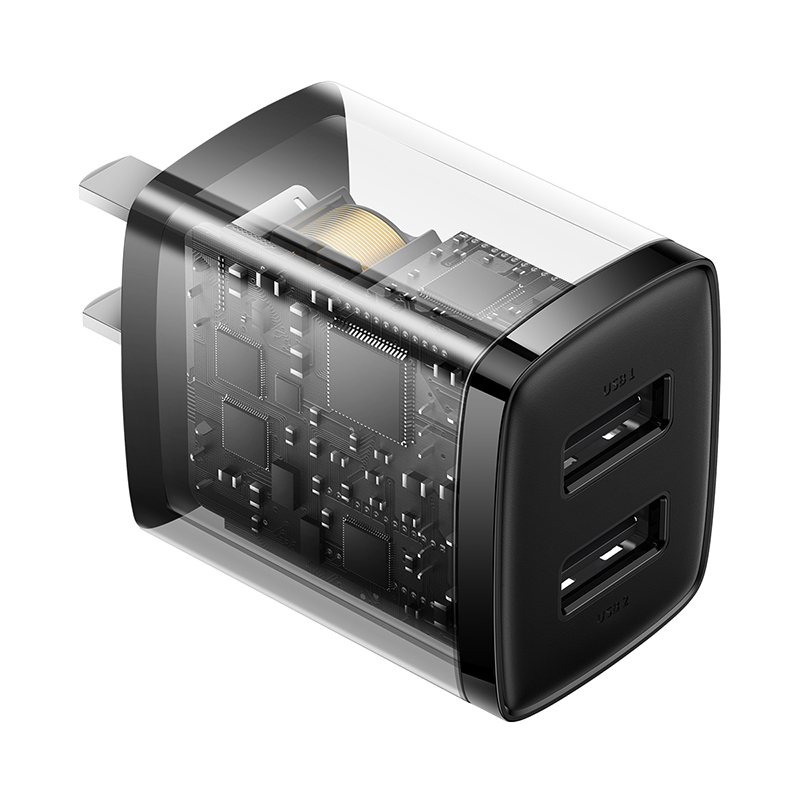 Củ Sạc Nhanh 2 Cổng USB 10.5W BASEUS Compact Charger Nhỏ Gọn, An Toàn, Tương Thích Điện Thoại, Máy Tính Bảng, Quạt Mini