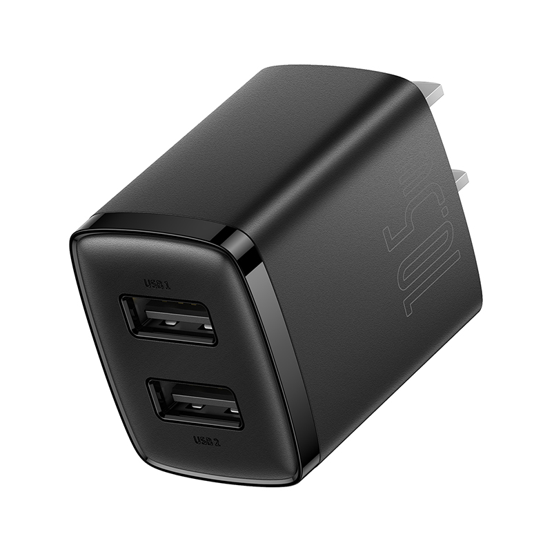 Củ Sạc Nhanh 2 Cổng USB 10.5W BASEUS Compact Charger Nhỏ Gọn, An Toàn, Tương Thích Điện Thoại, Máy Tính Bảng, Quạt Mini