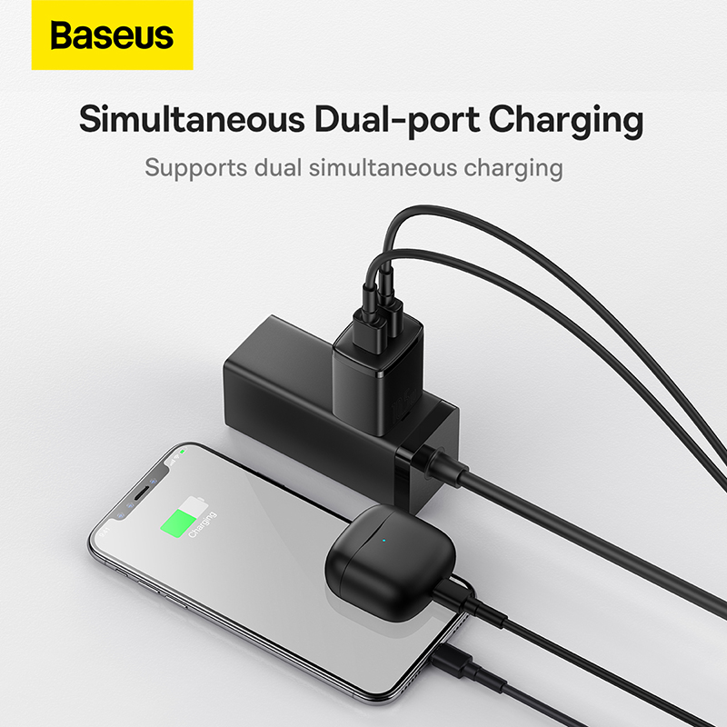 Củ Sạc Nhanh 2 Cổng USB 10.5W BASEUS Compact Charger Nhỏ Gọn, An Toàn, Tương Thích Điện Thoại, Máy Tính Bảng, Quạt Mini