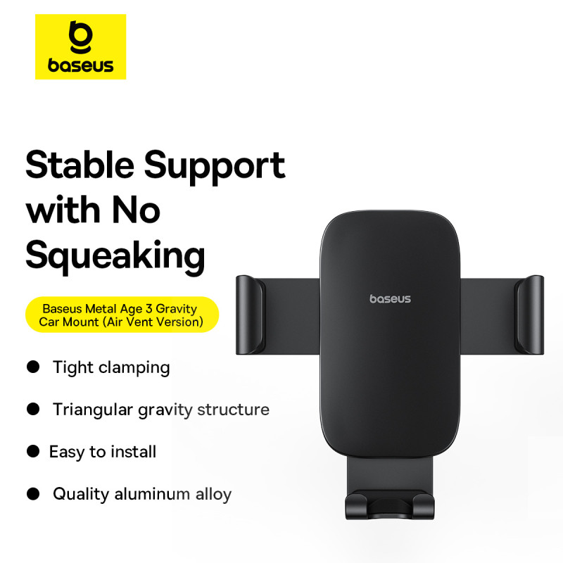 Kẹp Điện Thoại Xe Hơi BASEUS Metal Age 3 Gravity Car Mount – Gắn Cửa Gió, Sang Trọng, Hiện Đại, Chắc Chắn