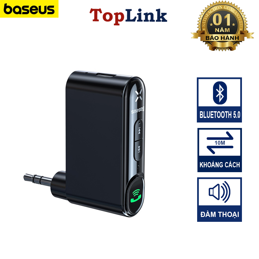 Bộ Thu Bluetooth 5.0 BASEUS WXQY DC5V Cho AUX 3.5mm AUX Trên Xe Hơi Đàm Thoại Rảnh Tay ( Tích Hợp Mic Chất Lượng Cao)