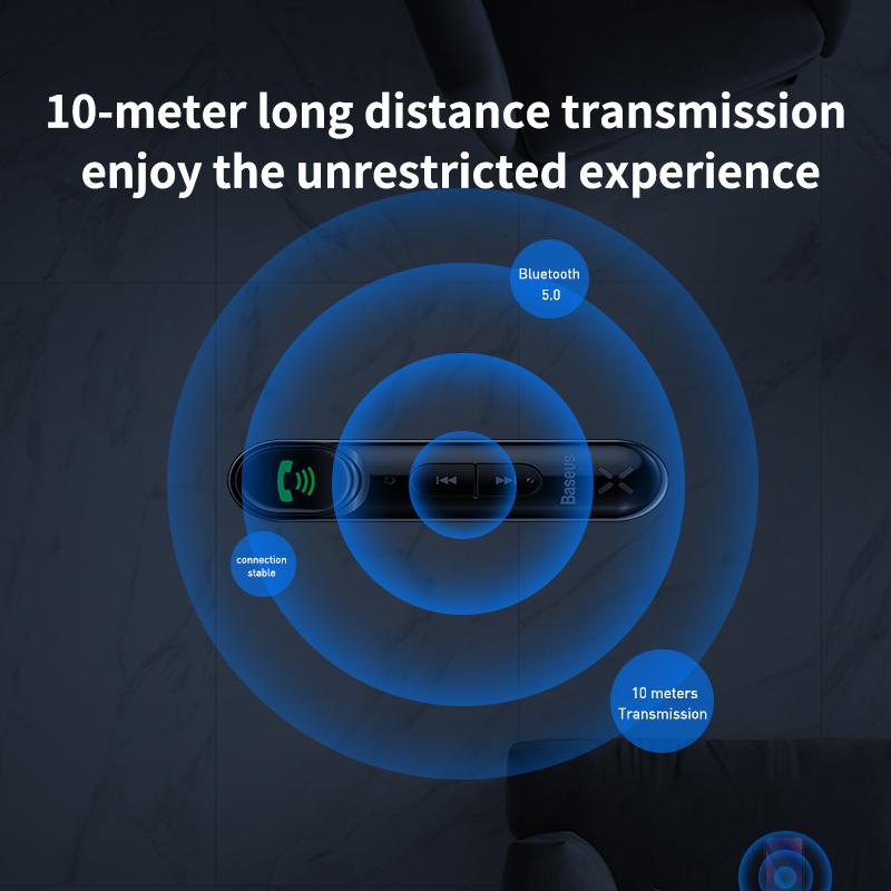 Bộ Thu Bluetooth 5.0 BASEUS WXQY DC5V Cho AUX 3.5mm AUX Trên Xe Hơi Đàm Thoại Rảnh Tay ( Tích Hợp Mic Chất Lượng Cao)