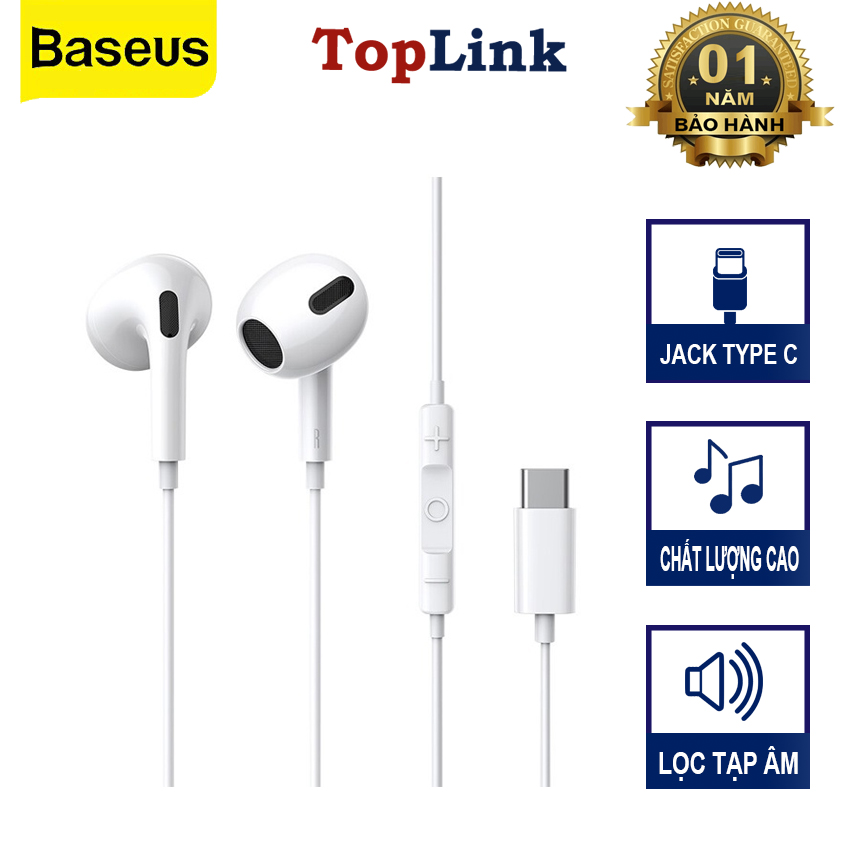 Tai Nghe Dây Có Mic Cổng Type-C BASEUS C17 Âm Thanh HIFI Tương Thích Với Hầu Hết Điện Thoại Laptop Máy Tính Bảng Siêu Bền