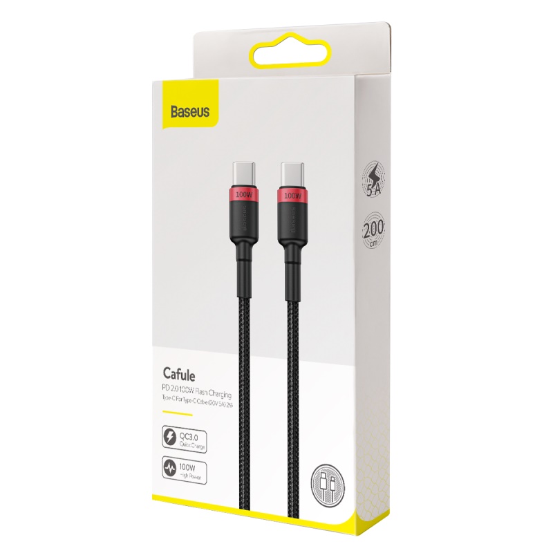 Cáp Sạc Nhanh 100w BASEUS Type C To Type C Quick Charge 4.0 Dây Bọc Dù Cho iPhone 15, iPhone 16, SamSung, Laptop, Oppo...
