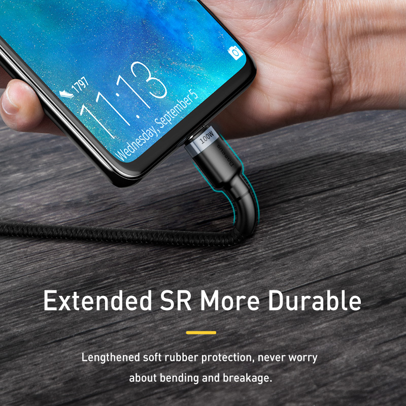 Cáp Sạc Nhanh 100w BASEUS Type C To Type C Quick Charge 4.0 Dây Bọc Dù Cho iPhone 15, iPhone 16, SamSung, Laptop, Oppo...