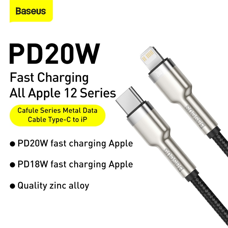 Dây Cáp Sạc Nhanh BASEUS Type C To Lightning 20W Cho IPhone 14/13/12/11/XR/XS/X Metal 25cm 1m 2m Chống Gãy Siêu Bền