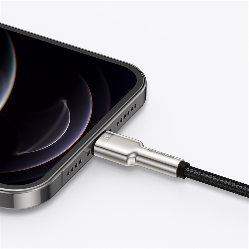 Cáp Sạc 2.4A BASEUS CALJK Đầu Bọc Kim Loại, Dây Bọc Dù Cho iPhone USB Sang Lightning, Truyền Dữ Liệu 480Mbps