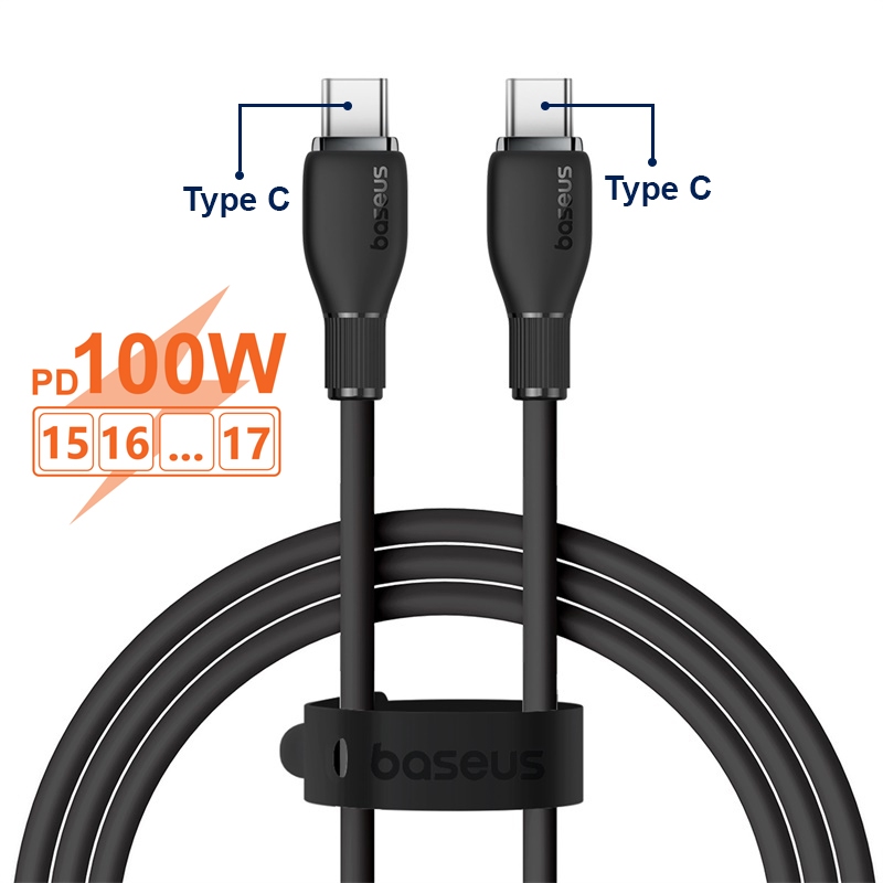Cáp Sạc Nhanh 100w BASEUS Type C to Type C Pudding Fast Charging Cable Cho iPhone 15 16, SamSung, LapTop, Tablet, Huawei, Xiaomi