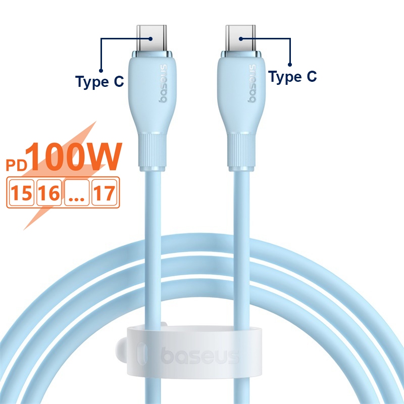 Cáp Sạc Nhanh 100w BASEUS Type C to Type C Pudding Fast Charging Cable Cho iPhone 15 16, SamSung, LapTop, Tablet, Huawei, Xiaomi