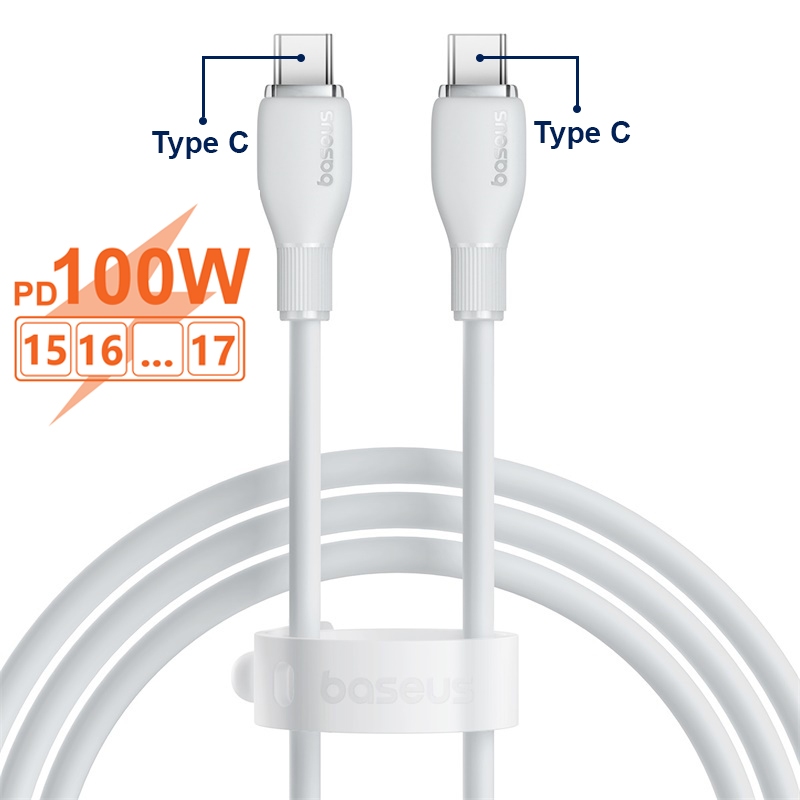 Cáp Sạc Nhanh 100w BASEUS Type C to Type C Pudding Fast Charging Cable Cho iPhone 15 16, SamSung, LapTop, Tablet, Huawei, Xiaomi