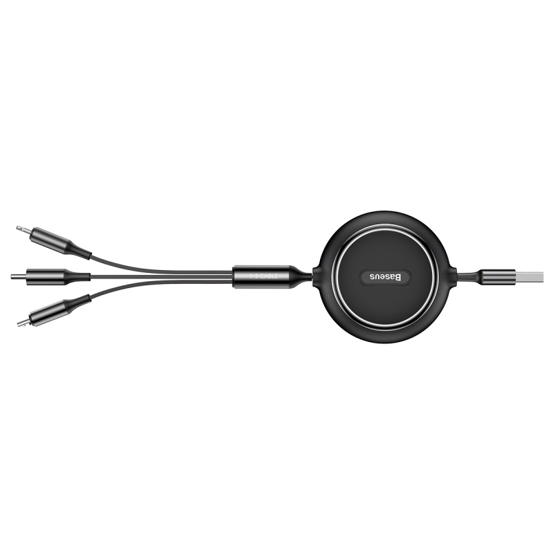 Dây Cáp Sạc Điện Thoại 3 Đầu BASEUS 3 in 1 Loại Dây Rút Sạc Điện Thoại Sạc 3.5a Lightning - Type C - Micro
