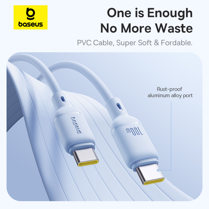 Cáp Sạc Siêu Nhanh 100w BASEUS Type C ra Type C Silky Cho iPhone 15 16 SamSung LapTop Tablet Huawei Xiaomi Truyền Data 480Mbps