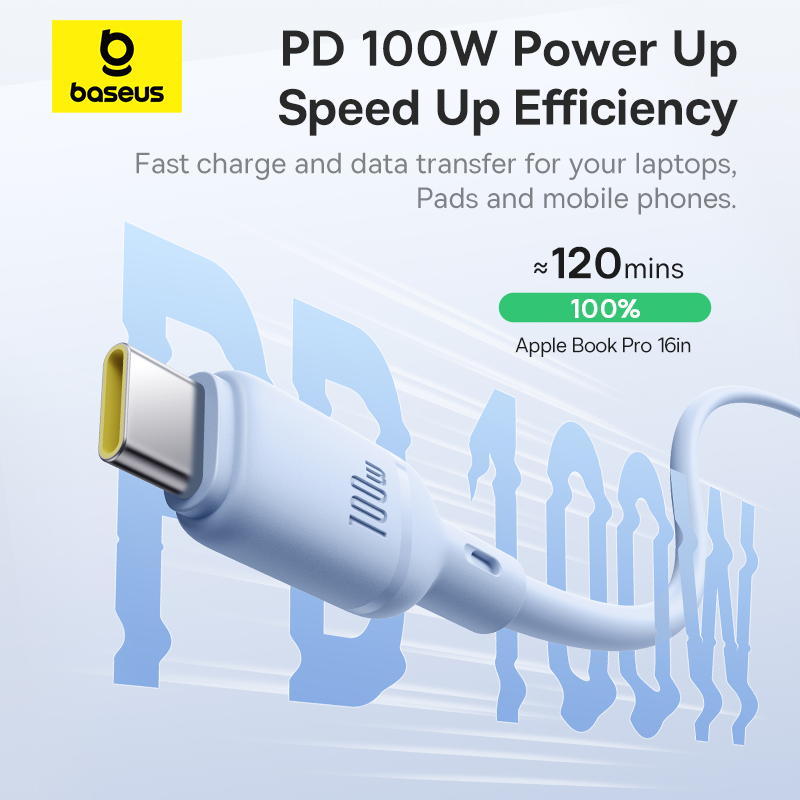 Cáp Sạc Siêu Nhanh 100w BASEUS Type C ra Type C Silky Cho iPhone 15 16 SamSung LapTop Tablet Huawei Xiaomi Truyền Data 480Mbps