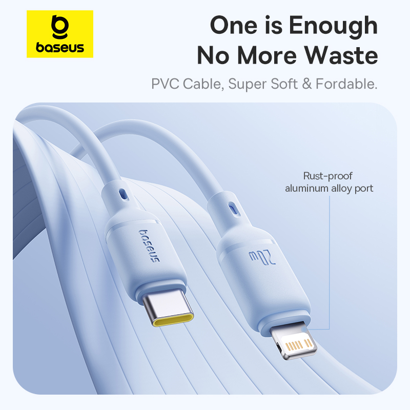Cáp Sạc Nhanh 20w BASEUS Silky PD cho iPhone 5 6 7 8 9 Xsmax 11 12 13 14 Gắn Chip Thông Minh Duy Trì Nhiệt Độ Tối Ưu Khi Sạc Truyền Data 48Mbps