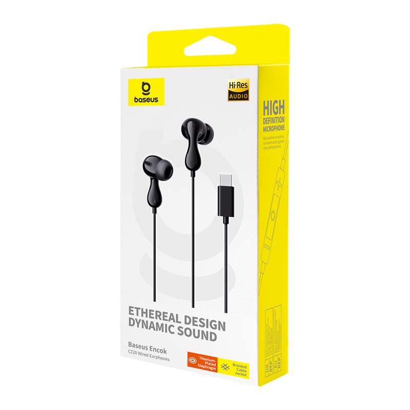 Tai Nghe Có Dây Type C BASEUS CZ20 Âm Thanh Hi-Res Nhét Tai Có Mic Đàm Thoại Thiết Kế Công Thái Học Cách Âm Chống Ồn Chất Lượng Cao
