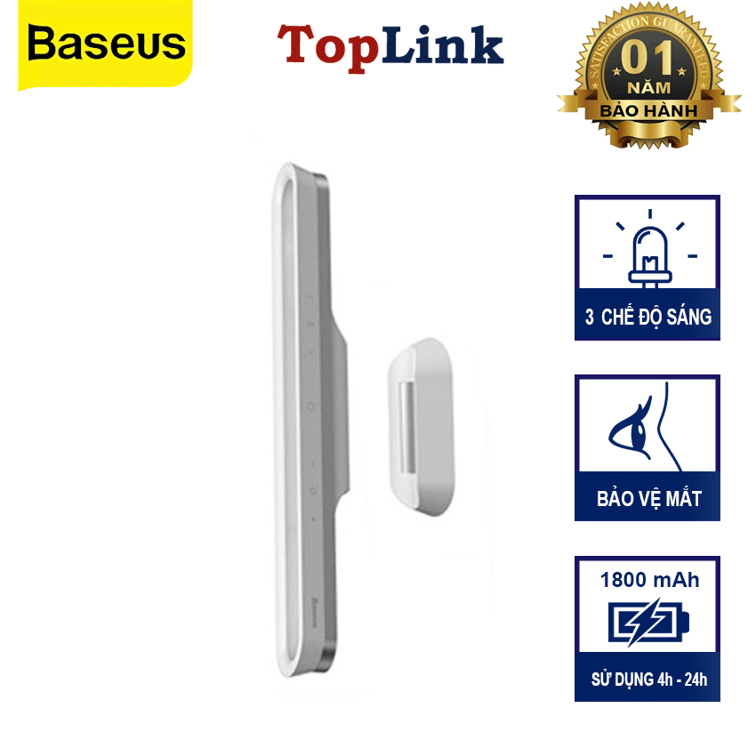 Đèn Led Treo Tường BASEUS Tích Điện DGXC-02 1800mah Cảm Ứng 3 Mức Ánh Sáng Dính Mọi Bề Mặt Sắt, Gỗ, Gạch men