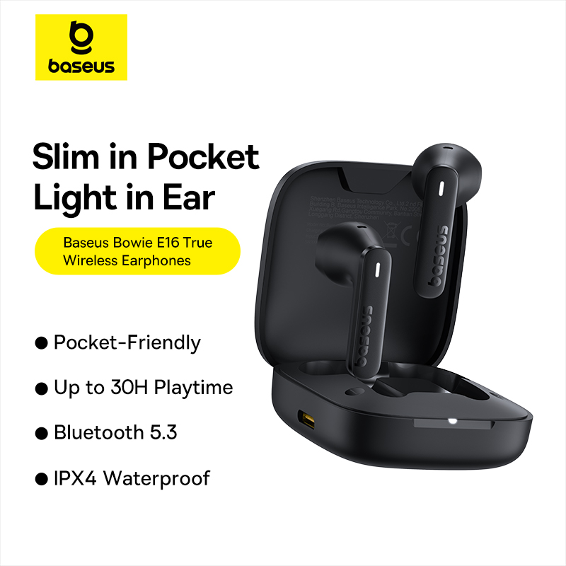 Tai Nghe Không Dây BASEUS Bowie E16 Bluetooth 5.3 Nhét Tai Chống Ồn Chống Nước IPX4 Sử Dụng 30h