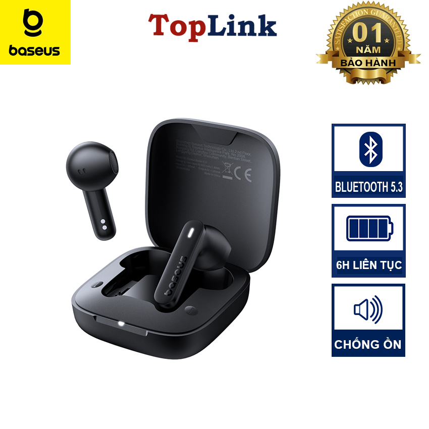 Tai Nghe Không Dây BASEUS Bowie E16 Bluetooth 5.3 Nhét Tai Chống Ồn Chống Nước IPX4 Sử Dụng 30h