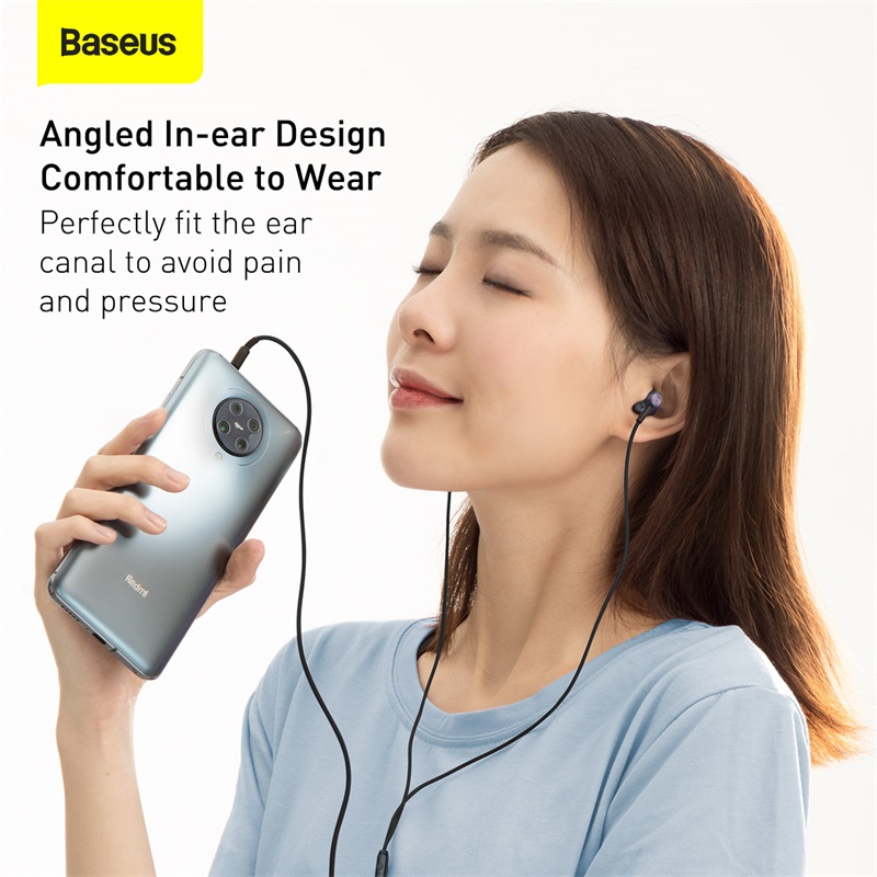 Tai Nghe Dây Có Mic Đàm Thoại BASEUS H19 Jack Cắm 3.5mm Nhét Tai Cách Âm Chống Ồn Âm Thanh Nổi 6D HIFI