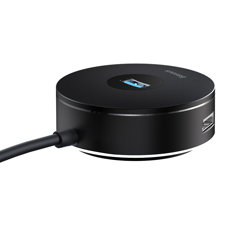 Bộ Chia BASEUS Hub AirJoy Round Box Adapter Type-C Hoặc USB 3.0 To USB 3.01 + USB2.03 Cho Máy Tính, Laptop, Macbook