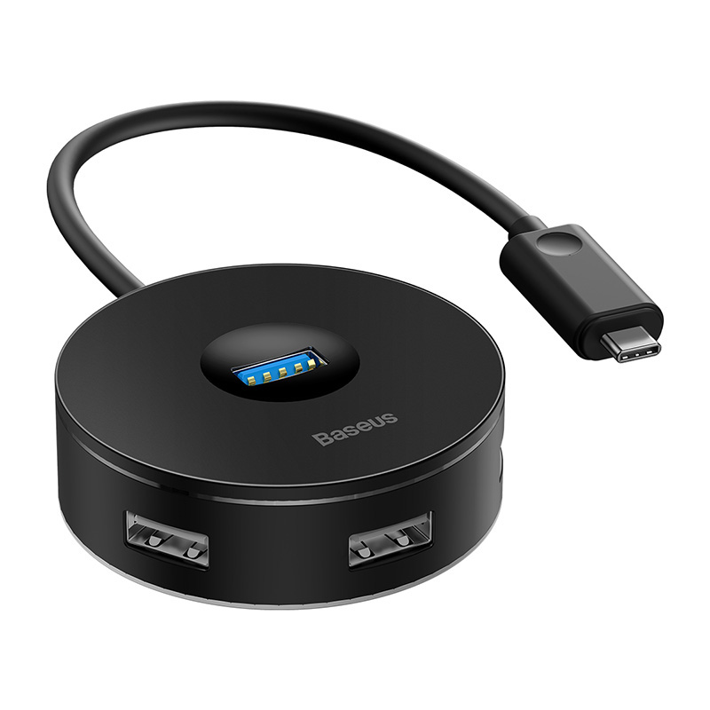 Bộ Chia BASEUS Hub AirJoy Round Box Adapter Type-C Hoặc USB 3.0 To USB 3.01 + USB2.03 Cho Máy Tính, Laptop, Macbook