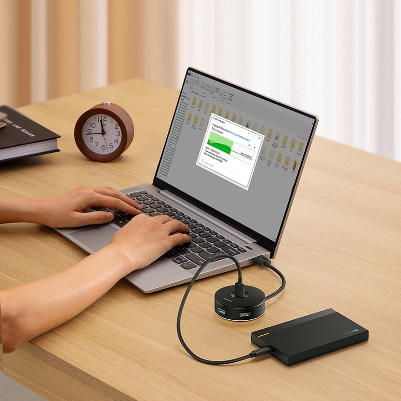 Bộ Chia BASEUS Hub AirJoy Round Box Adapter Type-C Hoặc USB 3.0 To USB 3.01 + USB2.03 Cho Máy Tính, Laptop, Macbook