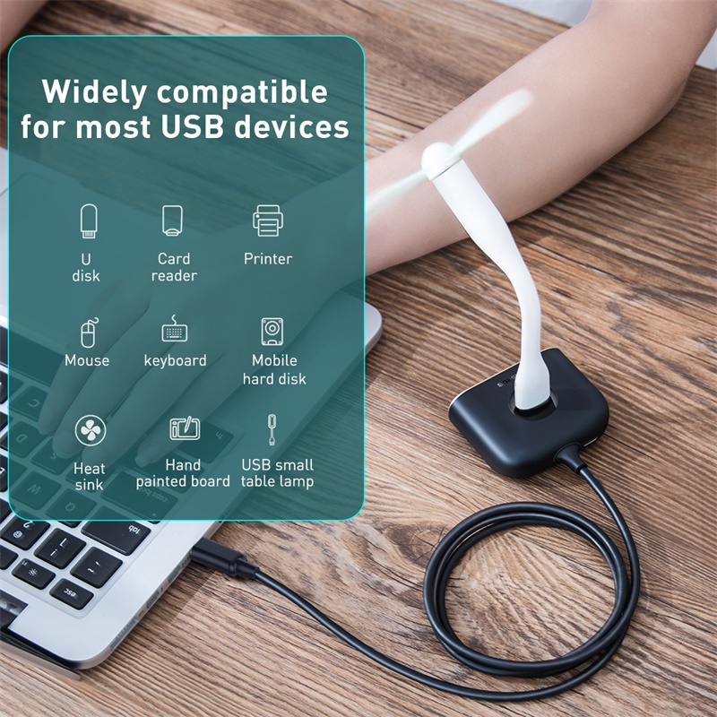 Bộ Chia Cổng USB/ Type C Ra 4 Cổng USB Baseus Square Round  4 in 1 ( Type C/ USB 3.0 to USB3.0*1+USB2.0*3 Smart Adapter)