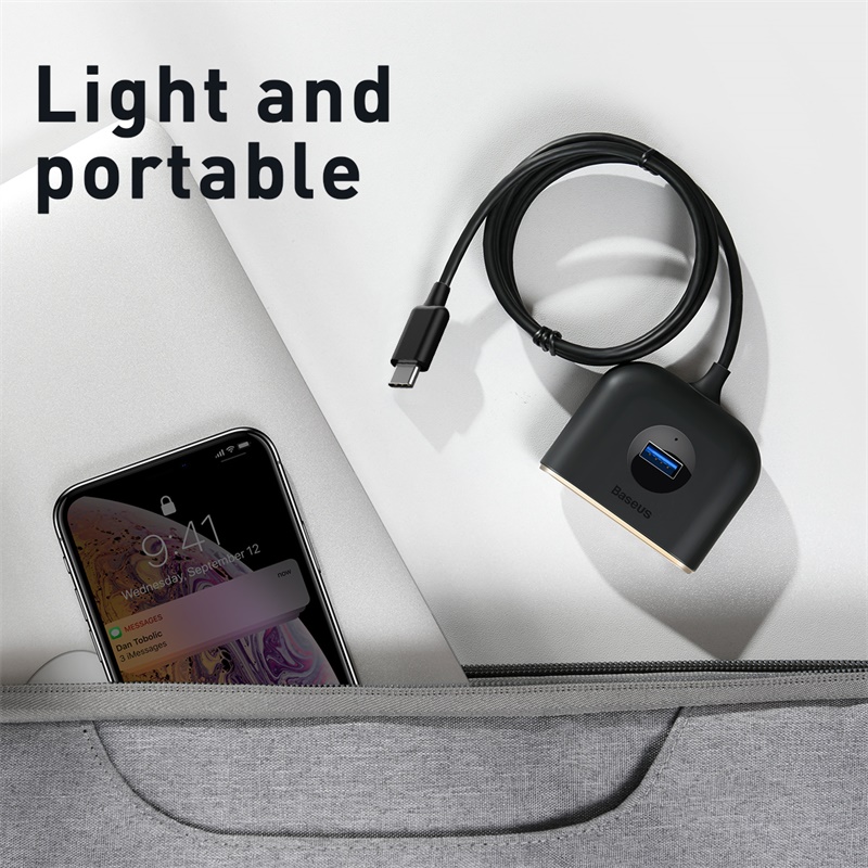 Bộ Chia Cổng USB/ Type C Ra 4 Cổng USB Baseus Square Round  4 in 1 ( Type C/ USB 3.0 to USB3.0*1+USB2.0*3 Smart Adapter)