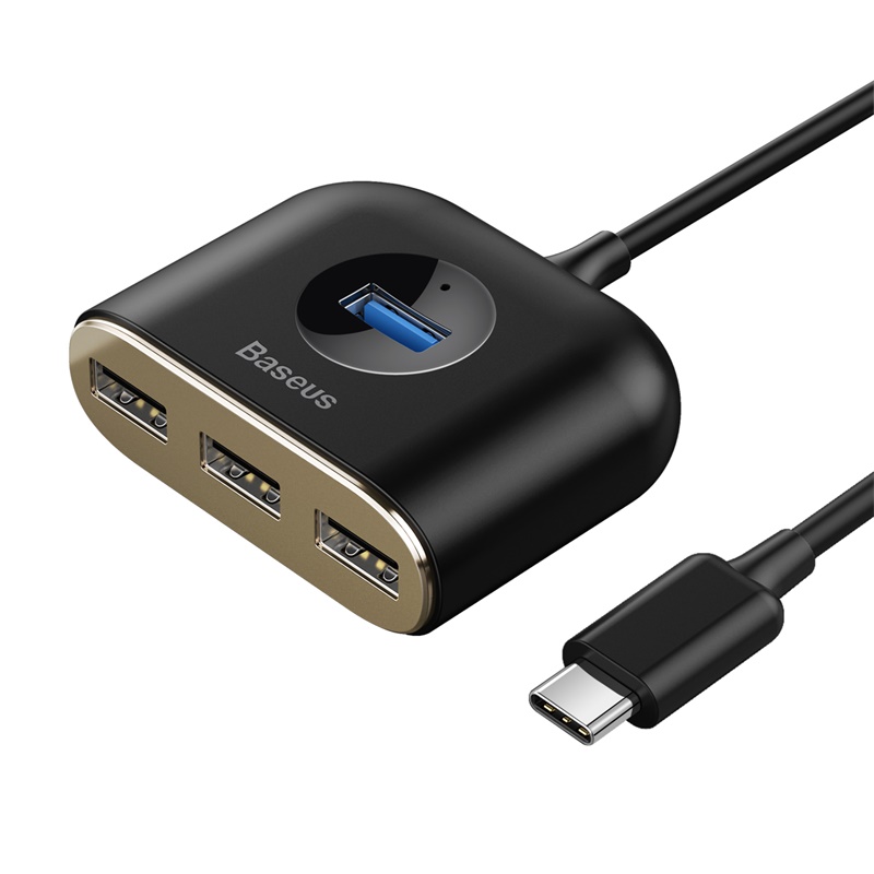 Bộ Chia Cổng USB/ Type C Ra 4 Cổng USB Baseus Square Round  4 in 1 ( Type C/ USB 3.0 to USB3.0*1+USB2.0*3 Smart Adapter)