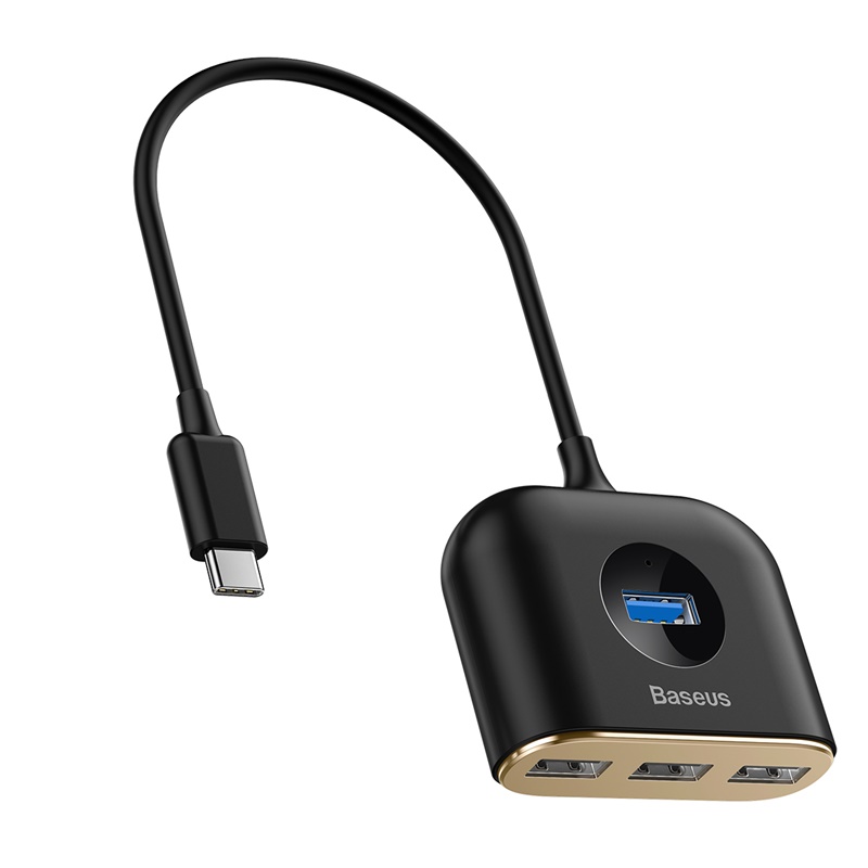 Bộ Chia Cổng USB/ Type C Ra 4 Cổng USB Baseus Square Round  4 in 1 ( Type C/ USB 3.0 to USB3.0*1+USB2.0*3 Smart Adapter)
