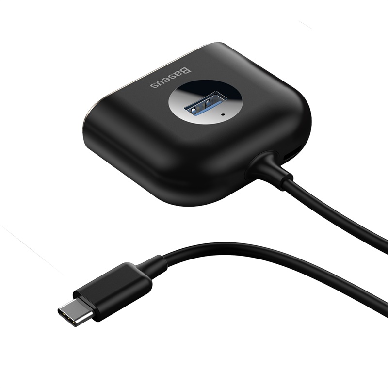 Bộ Chia Cổng USB/ Type C Ra 4 Cổng USB Baseus Square Round  4 in 1 ( Type C/ USB 3.0 to USB3.0*1+USB2.0*3 Smart Adapter)