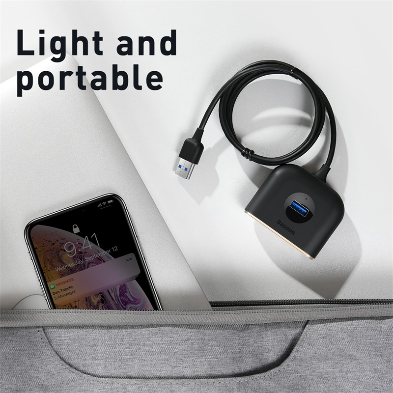 Bộ Chia Cổng USB/ Type C Ra 4 Cổng USB Baseus Square Round  4 in 1 ( Type C/ USB 3.0 to USB3.0*1+USB2.0*3 Smart Adapter)
