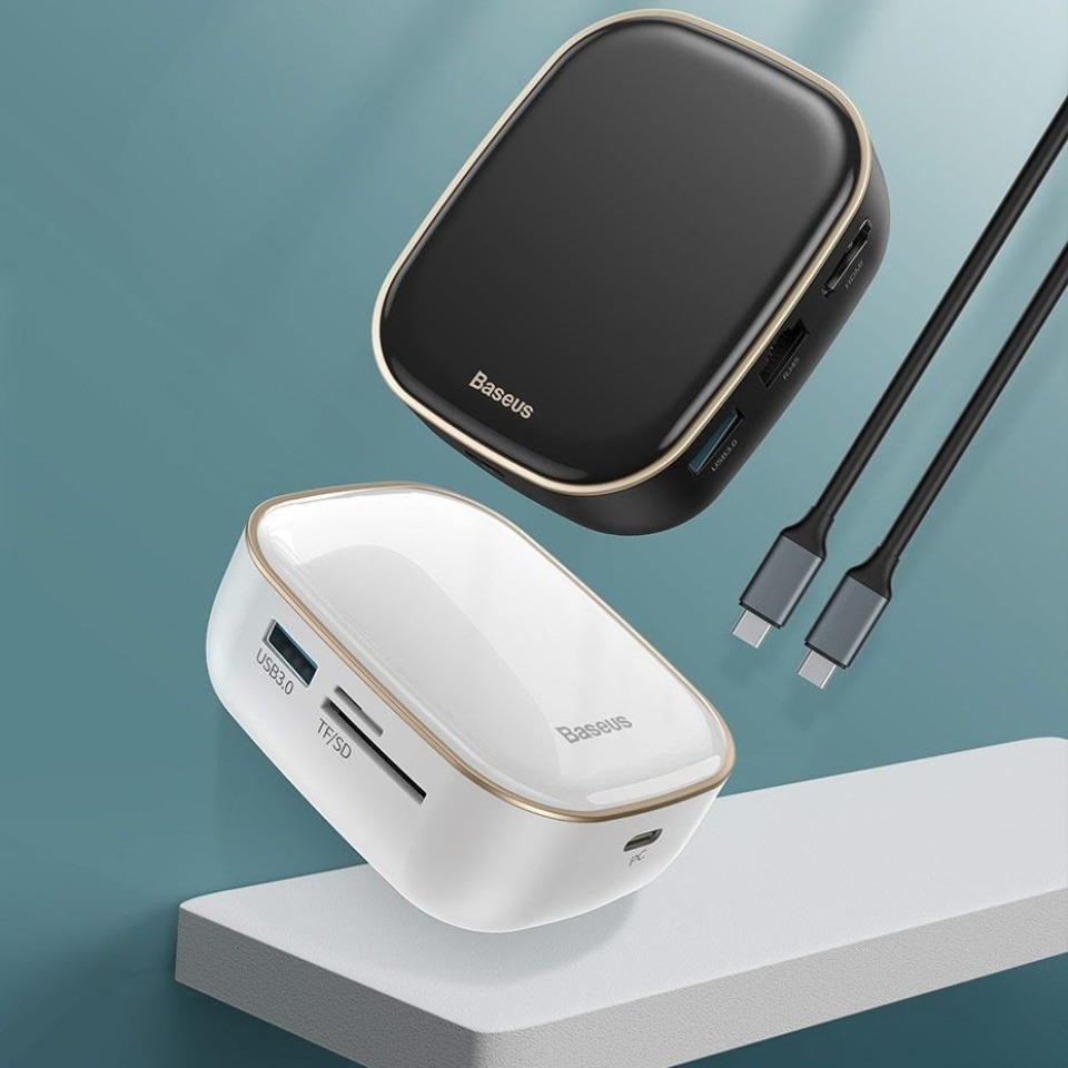 Bộ Chia Hub Đa Năng 7 IN 1 BASEUS Type C Hub Adapter AC Multifunctional Charger USB 3.0*2 / HDMI / Type-C / RJ45 / SD/TF