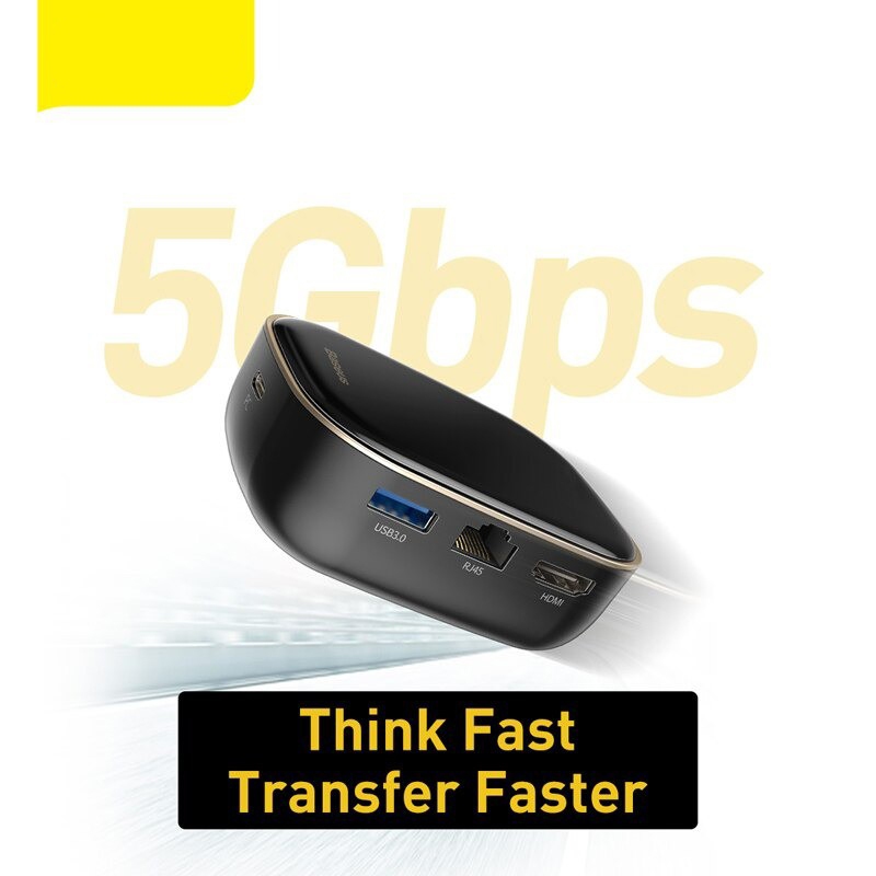 Bộ Chia Hub Đa Năng 7 IN 1 BASEUS Type C Hub Adapter AC Multifunctional Charger USB 3.0*2 / HDMI / Type-C / RJ45 / SD/TF