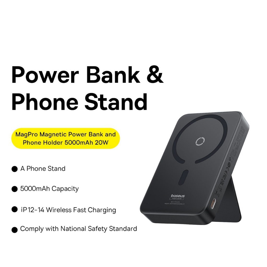 Pin Sạc Dự Phòng Không Dây 15w Baseus Cho iPhone 12 13 14 15 MagPro Magnetic Power Bank Wireless Hít Nam Châm 5000mAh