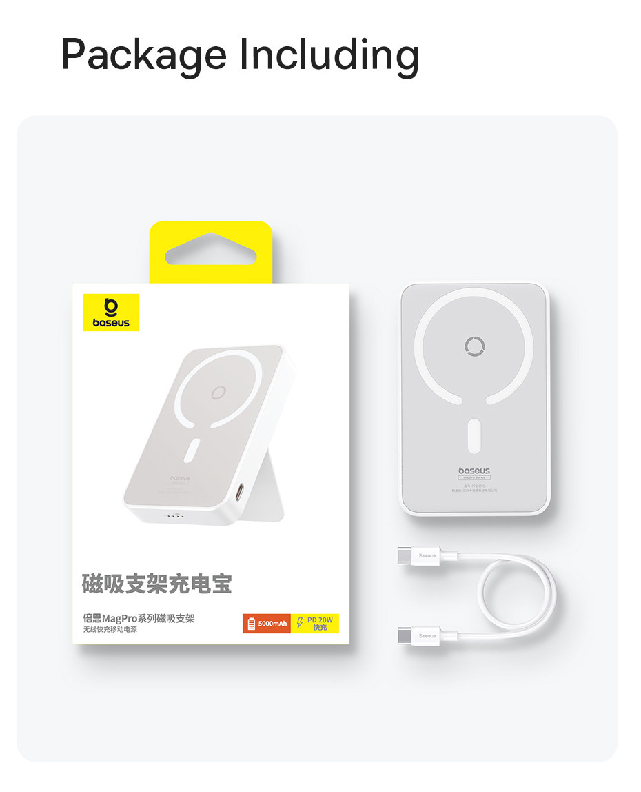 Pin Sạc Dự Phòng Không Dây 15w Baseus Cho iPhone 12 13 14 15 MagPro Magnetic Power Bank Wireless Hít Nam Châm 5000mAh