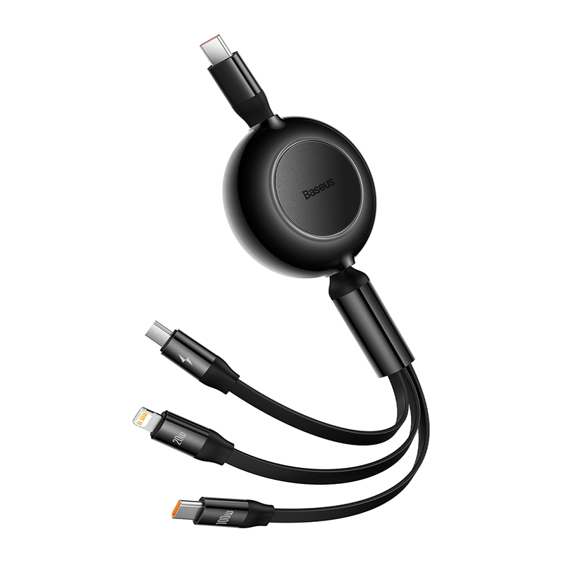 Cáp Sạc Nhanh 100W Rút 3 Đầu BASEUS CAMJ010201 Cổng Type C ra Lightning, Micro, Type C Sạc Nhanh Cho Điện Thoại, LapTop, iPhone, Ipad
