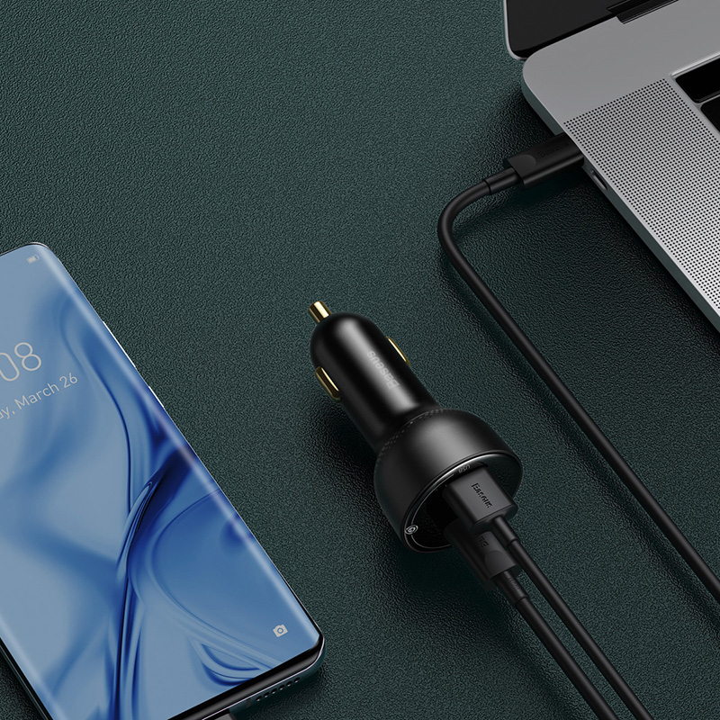Tẩu Sạc Nhanh Ô Tô 100w BASEUS  1 Cổng USB 1 Cổng PD Công Nghệ Sạc Nhanh Quick Charge QC 3.0 Sạc Đa Thiết Bị, Công Suất Mạnh Mẽ, An Toàn Cho Mọi Chuyến Đi