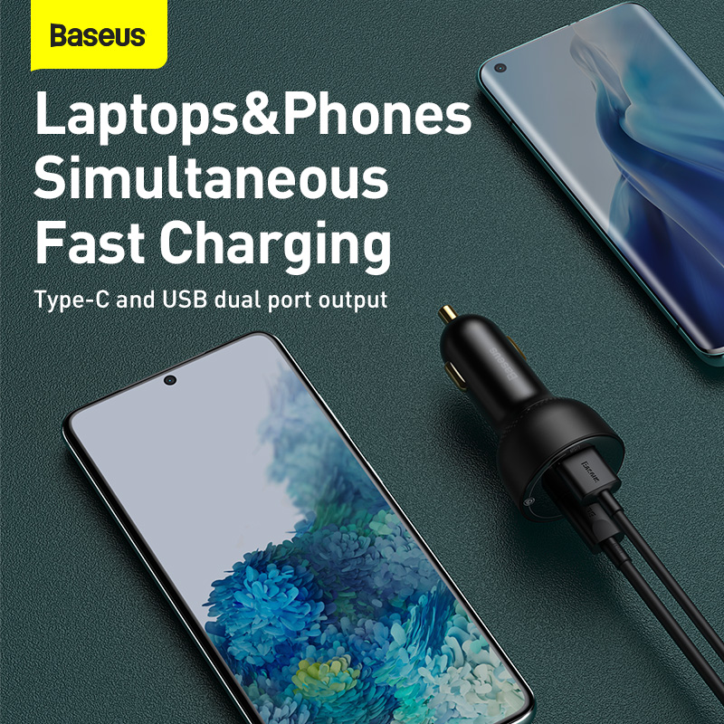 Tẩu Sạc Nhanh Ô Tô 100w BASEUS  1 Cổng USB 1 Cổng PD Công Nghệ Sạc Nhanh Quick Charge QC 3.0 Sạc Đa Thiết Bị, Công Suất Mạnh Mẽ, An Toàn Cho Mọi Chuyến Đi