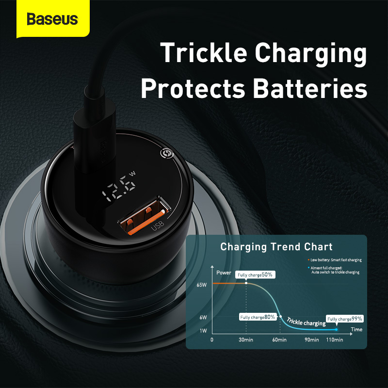 Tẩu Sạc Nhanh Ô Tô 100w BASEUS  1 Cổng USB 1 Cổng PD Công Nghệ Sạc Nhanh Quick Charge QC 3.0 Sạc Đa Thiết Bị, Công Suất Mạnh Mẽ, An Toàn Cho Mọi Chuyến Đi