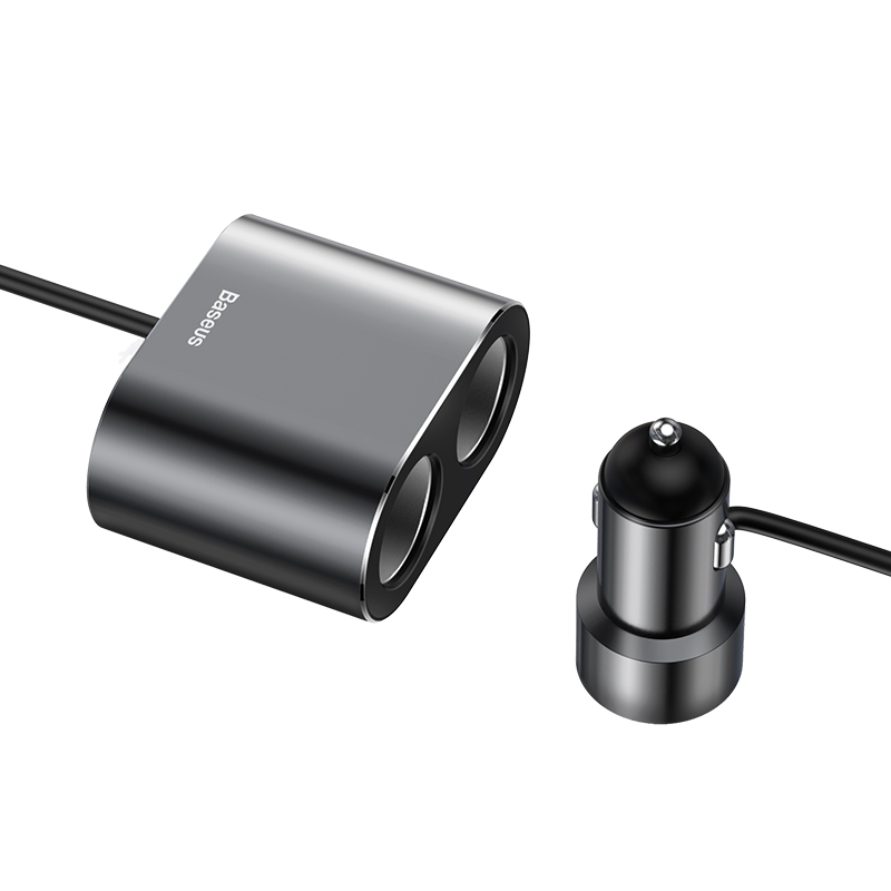Bộ Chia Tẩu Sạc Trên Xe Ô Tô Baseus CRDYQ 12 V-24V Tích Hợp 2 Cổng USB Sạc Nhanh Công Suất 100w Dây Dài 60cm Phù Hợp Mọi Loại Xe