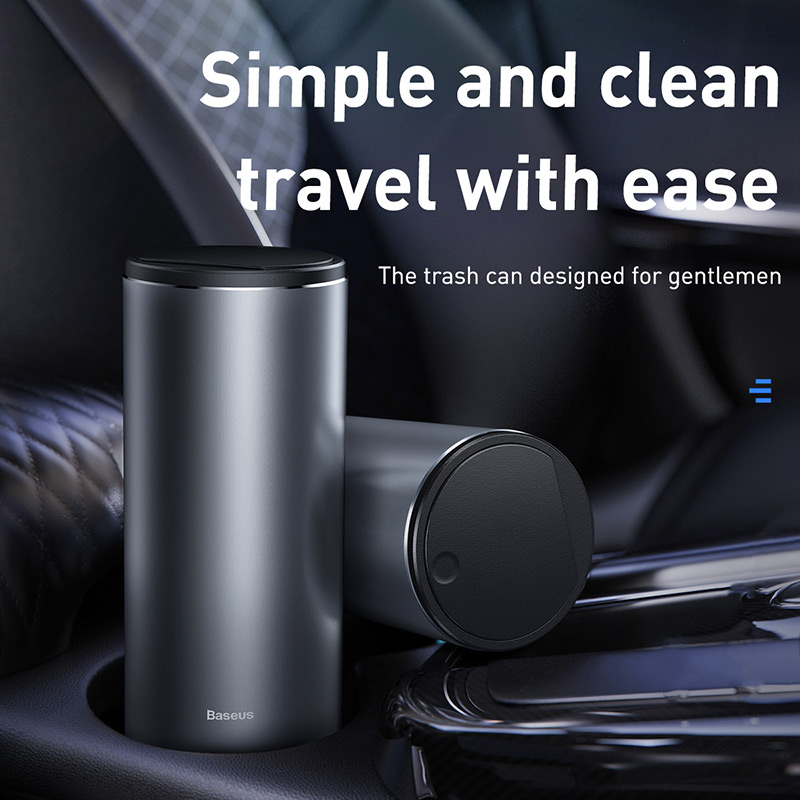 Thùng Rác Mini Ô Tô BASEUS Để Bàn Văn Phòng Có Nắp Gentleman Style Dung Tích 500ml Kèm 30 Túi Đựng