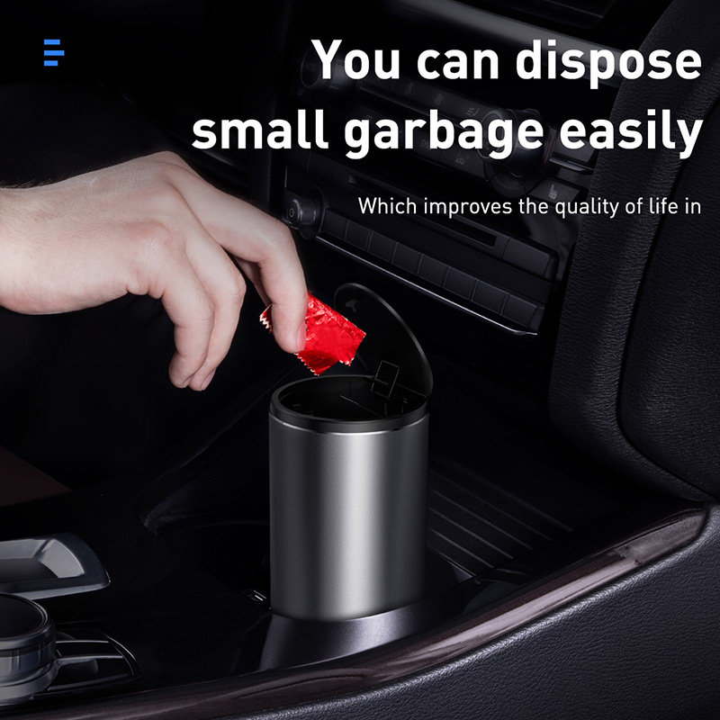 Thùng Rác Mini Ô Tô BASEUS Để Bàn Văn Phòng Có Nắp Gentleman Style Dung Tích 500ml Kèm 30 Túi Đựng