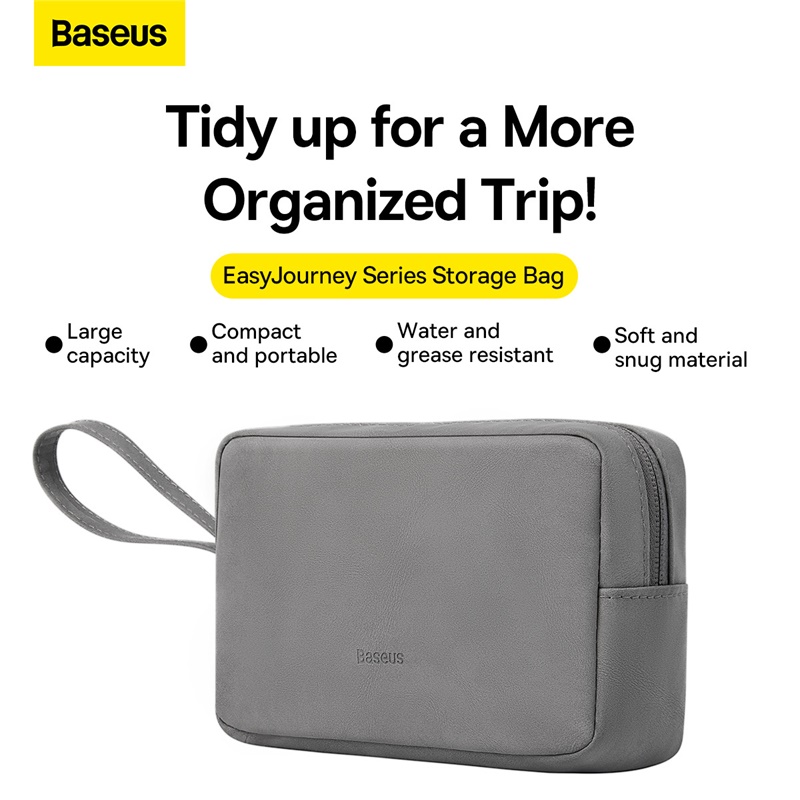 Túi Đựng Phụ Kiện BASEUS Chất Liệu Da Pu Chống Thấm Nước Easy Journey Series Storage Bag Có Khoá Kéo