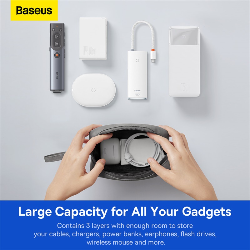 Túi Đựng Phụ Kiện BASEUS Chất Liệu Da Pu Chống Thấm Nước Easy Journey Series Storage Bag Có Khoá Kéo