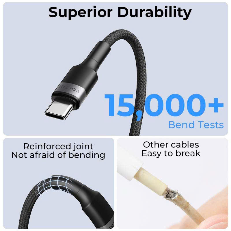 Cáp Sạc Nhanh USB to Type-C QC 3.0 VOLTME Sạc Galaxy S24 50% Trong 30 Phút Truyền Dữ Liệu 480Mbps Bọc Dù Siêu Bền