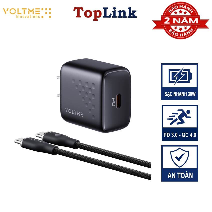Bộ Sạc Nhanh 30W VOLTME Type C ra Type C Cho IPhone 15 16 SamSung Huawei Xiaomi Có PPS, PD3.0, QC3.0 & 4.0,AFC, SCP, FCP, BC1.2