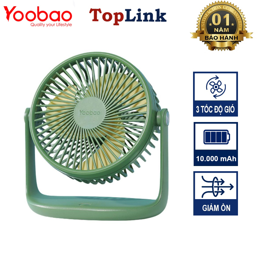 Quạt Mini Để Bàn YOOBAO F2 PRO Tích Điện Pin 10.000 mAh Lồng Quạt 16cm Mô Phỏng Gió Tự Nhiên 3 Mức Gió Nhỏ Gọn Giảm Tiếng Ồn