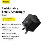 Bộ Sạc Nhanh GaN 5 BASEUS 20W Công Nghệ Cao Fast Charger Cho Điện Thoại IPhone Xsmax,11,12,13,14 Quick Charge, Nhỏ Gọn