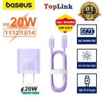 Bộ Sạc Nhanh GaN 5 BASEUS 20W Công Nghệ Cao Fast Charger Cho Điện Thoại IPhone Xsmax,11,12,13,14 Quick Charge, Nhỏ Gọn